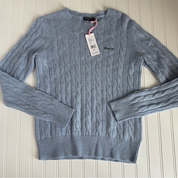 Vineyard Vines Women 100% Cashmere Crewneck Cableknit Sweater XS NEW 1253 - Picture 1 of 4